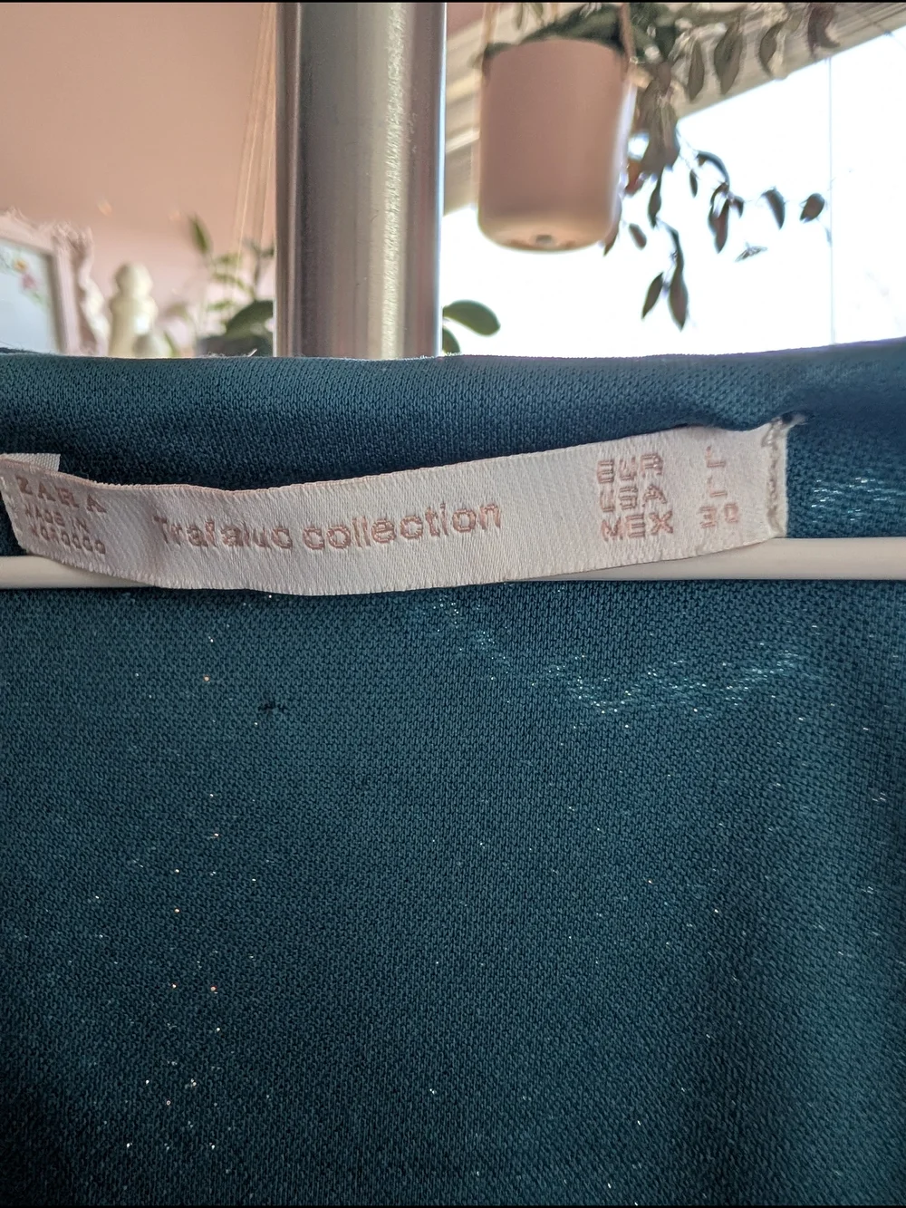 Zara Teal Sequin V-Neck Short Sleeve Top - Picture 5 of 7